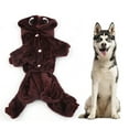 thumbnail image 1 of Disfraz de dinosaurio de cuatro patas para mascotas, ropa cálida de forro polar coral de invierno, color café, para perros y gatos., 1 of 14