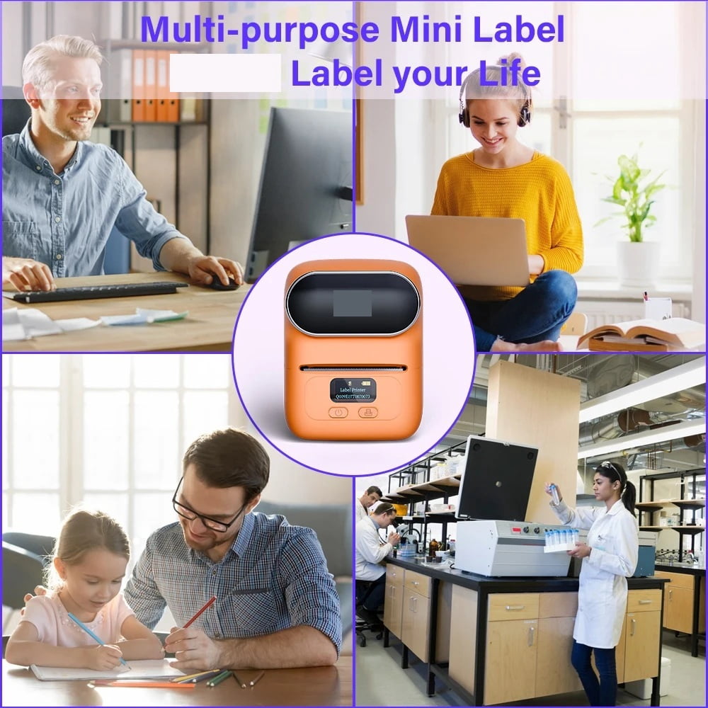 M110 Thermal Wireless Label Printer Portable Bluetooth Sticker Mini Printer Barcode Label Maker ,Fast-Drying Ink with Crisp Output