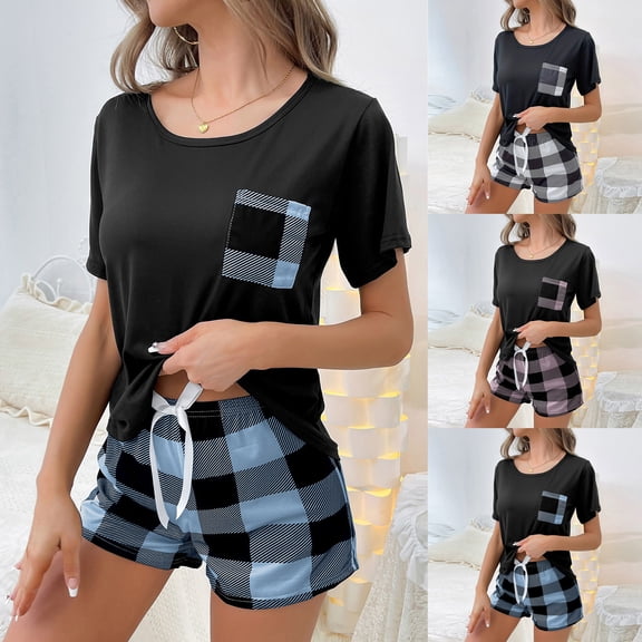 PIWHJQK Women Pajama Sets 2 Piece Loungewear Sets Women's Home Women's Winter Pants With Short Sleeves Pajama Suits Sleepwear