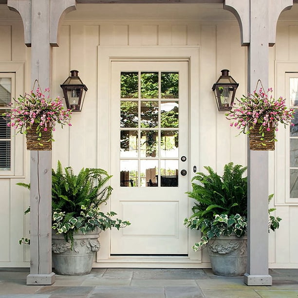Artificial Flower Basket Wreath for Front Door Wildflowers Door