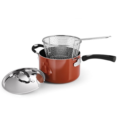HEMOTON Stainless Steel Fry Pot with Lid and Basket Stove Top Deep Fryer 