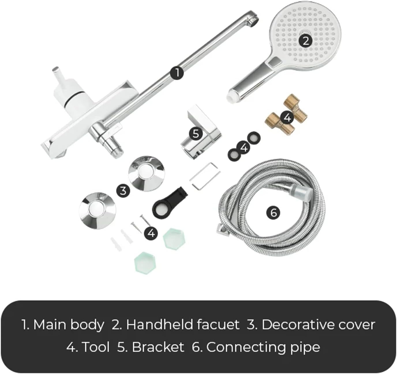 Wall Mount Bathtub Faucet with Handheld Sprayer and Long Spout, Brass Single Handle Bath Shower Mixer Tap, Easy to Install
