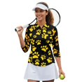thumbnail image 2 of HUIACONG Gold Paw Ladies Golf Top 3/4 Sleeve, Quarter Zip Anti-Wrinkle Women's 3/4 Sleeve Golf Top Breathable Women's Golf Polo Shirts, 2 of 10