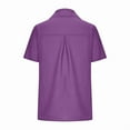 thumbnail image 3 of Aricy button down shirts for women plus size Casual Short Sleeve Loose Fit V-Neck Linen Work Blouse Tops with Pocket, Button On Shirt, 3 of 5