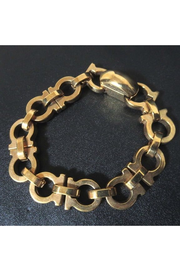 Pre-Owned Salvatore Ferragamo Gancini Chain Bracelet, Gold, Women's