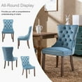 thumbnail image 5 of Contemporary Button Tufted Dining Chairs, High-end Velvet Upholstered Dining Chairs with Nailhead Back and Ring Pull Trim, Wood Dining Chairs for Living Room, Restaurant (Light Blue,Set of 4), 5 of 8