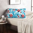 thumbnail image 5 of Plush Throw Pillow Covers, Hawaiian Style Blue Leaves Pillow Cases with Invisible Zipper, Breathable Microfiber Pillow Cases Standard Size for Sleeping Bedroom Sofa Living Room 20x30, 5 of 5