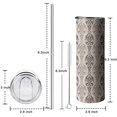 thumbnail image 5 of 20oz Boho Brown Damask Ethnic Pattern Skinny Tumblers Stainless Steel Tumbler with Lid and Straw,Vacuum Insulated Double Wall Travel Tumbler Cups with Cleaning Brush for Coffee,Tea, 5 of 6