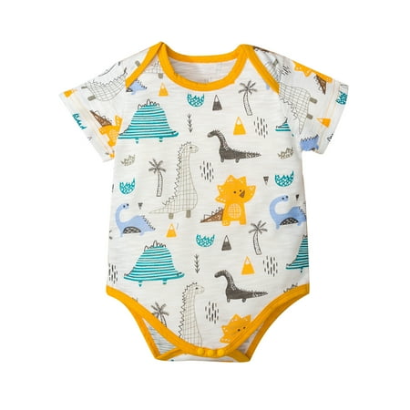 

FRSASU Clearance Infant Girls Boys Cartoon Bodysuit Romper Clothes Yellow 80/9-12M