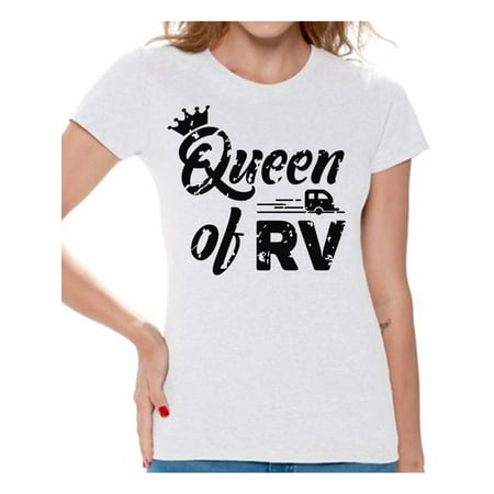 Awkward Styles RV Queen T Shirt for Women RV Clothing for Ladies Recreational Vehicle RV Trip Accessories Camping Lovers Gifts Camping Clothes for Her Camper Shirt for Wife Queen Shirt for