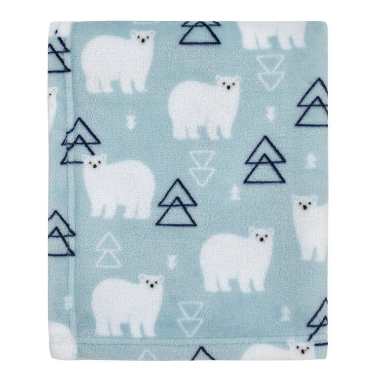 Parent s Choice Aqua Polar Bears Plush Baby Blanket 30