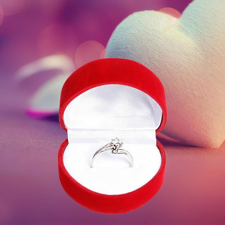 Yhmxh Velvet Heart Shape Ring Box,1 Slots Ring Box for Wedding