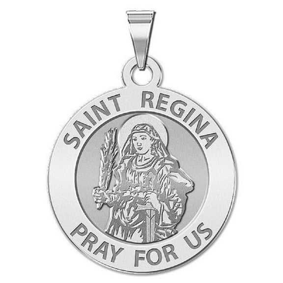 Picturesongold.Com Saint Regina Religious Medal Female Adult-1 inch Size of a Quarter 14K White Gold