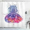 thumbnail image 1 of Hippo Shower Curtain, Abstract Hippo Head Silhouette with Ornamental Design Watercolor Effect Digital Print, Fabric Bathroom Set with Hooks, 69W X 84L Inches Extra Long, Multicolor, by Ambesonne, 1 of 3