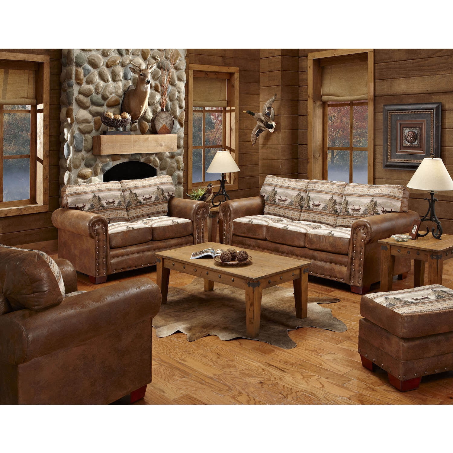 Rustic Leather Living Room Furniture