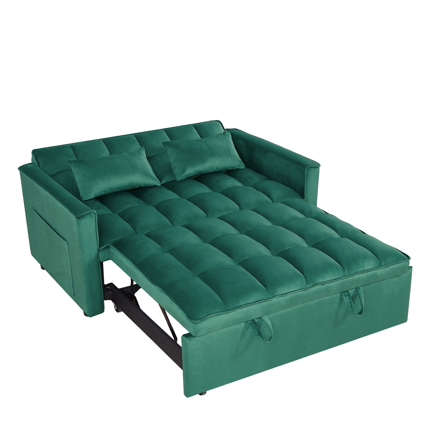 Hommoo 3 in 1 Convertible Pull Out Sofa Bed, Loveseat Sleeper Sofa, Green