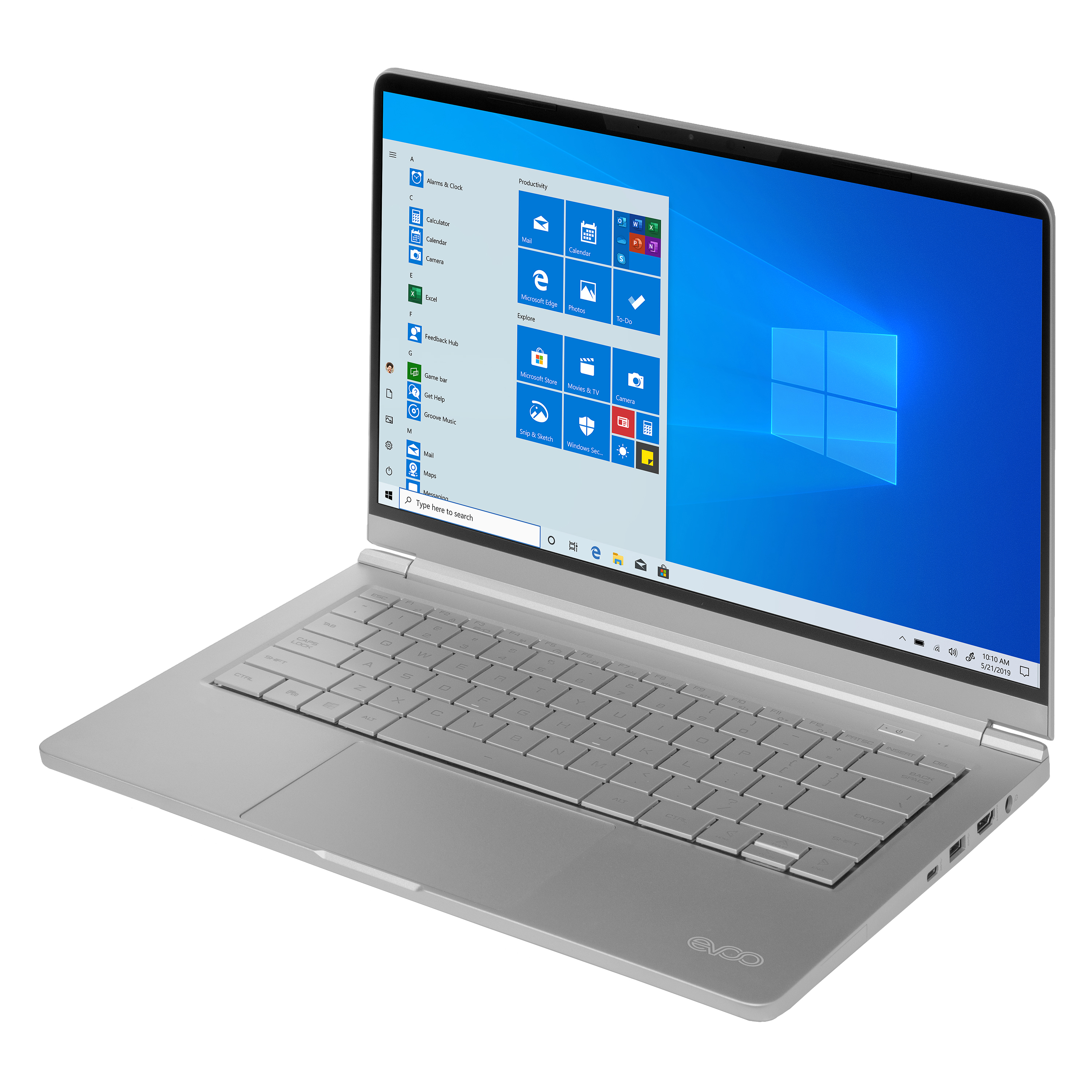 EVOO 14.1” Ultra Slim Notebook - Elite Series, FHD Display, AMD Ryzen 5 3500U Processor with Radeon Vega 8 Graphics, 8GB RAM, 256GB SSD, HD Webcam, Windows 10 Home, Silver - image 3 of 9