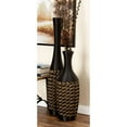 thumbnail image 3 of DecMode Brown Faux Seagrass Tall Woven Floor Decorative Vase with Dark Brown Wrapped Neck, 12" x 12" x 48", 3 of 14
