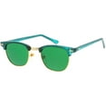 thumbnail image 2 of True Vintage Horn Rimmed Semi Rimless Sunglasses Color Tinted Square Lens 49mm (Green / Green), 2 of 4