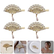 4pcs Gorgeous Hair Clips Vintage Fan Headdress Fan Hair Decorations