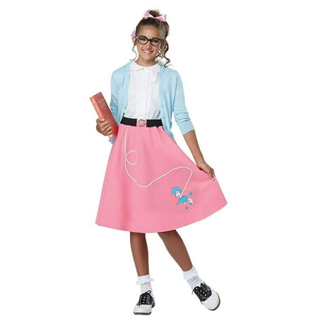 50's Poodle Skirt Child Costume, Pink: XS