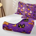 thumbnail image 4 of Feelyou Cartoon Magic Witch Dog Quilt King, Cute Ghost Pumpkin King Coverlet Set, Purple, 3-Piece, 1 Comforter and 2 Pillowcases, 4 of 7