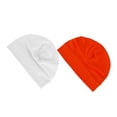 thumbnail image 3 of 2 piezas de gorro para dormir, cálido y forro para casco, ideal para viajes, personas mayores, dormir y hacer ejercicio. Naranja y blanco, 3 of 10