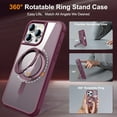 thumbnail image 4 of Dteck for iPhone 16 Pro Case with Invisible Magnetic 360° Rotating Stand,Compatible with MagSafe,Military-Grade Drop Protection Shockproof Bumper Translucent Case for iPhone 16 Pro,Winered, 4 of 7