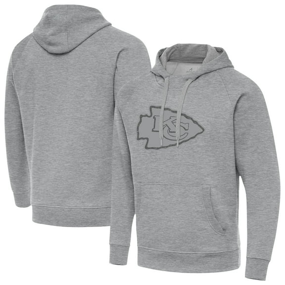 Men's Antigua Heather Gray Kansas City Chiefs Victory Hoodie