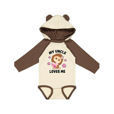 

Inktastic My Uncle Loves Me with Bigfoot Gift Baby Girl Long Sleeve Bodysuit