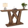 thumbnail image 3 of Fnova 55" Farmhouse Console Table, Skinny Wood Sofa Table with X-Shaped Base, for Entryway, Living Room, Hallway & Behind Couch, Easy Assembly, 3 of 15