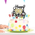 thumbnail image 4 of 1Pc Happy 90th Birthday Cake Topper Black Gold Glitter Cheers to 90 Years Birthday Cake Pick 90 Fabulous Cake Decoration for Happy 90th Birthday Anniversary Party Cake Decorations Supplies, 4 of 7