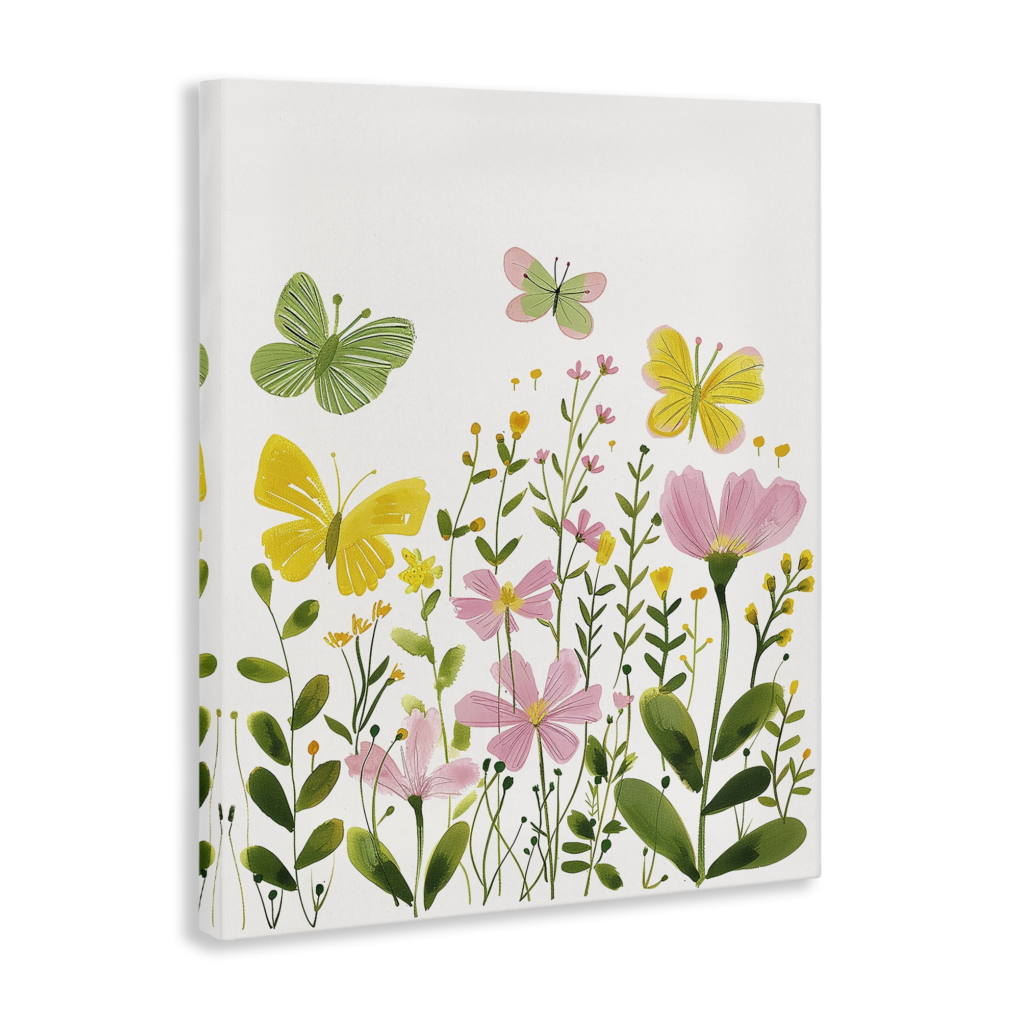 Stupell Industries Whimsical Garden Butterflies Plants & Flowers Painting Wrapped Canvas Art Print Wall Art, 16 x 20