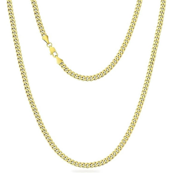shiyou-Chain necklace, gold plated stainless steel Cuban chain 4/5mm, durable and fast fading, Hip Hop men's jewelry, thin gold chain men's silver chain for men and women 50cm/55cm
