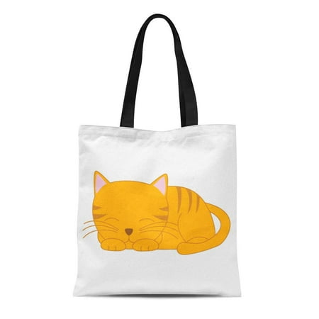 JSDART Canvas Tote Bag Cute Orange Tabby Sleeping Cat Girl Pets Breeds ...