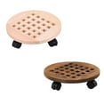 thumbnail image 2 of thinsony Wood Plant Stand Round Rolling Tray with Rotating Wheels Indoor Outdoor Pots Storage Rack for Home Garden, Type 2, 30cm, 2 of 7