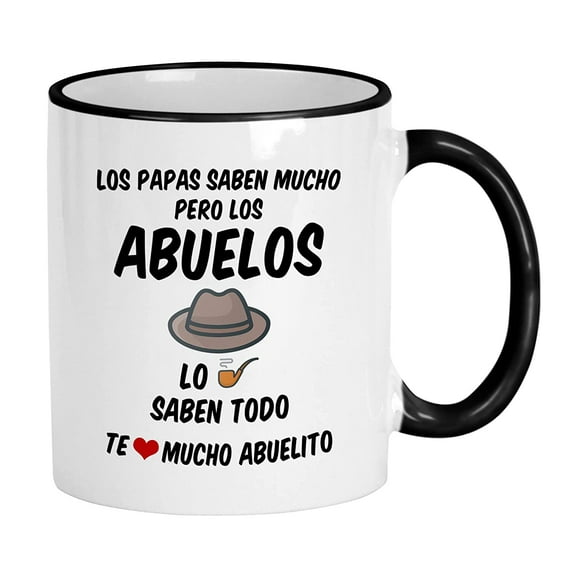 Regalos para el Mejor Abuelo del Mundo. 11 oz Abuelito Coffee Mug. Grandpa Cups in Spanish. Taza de Regalo de dia del Padre o Cumpleanos. (Black Handle/Rim)