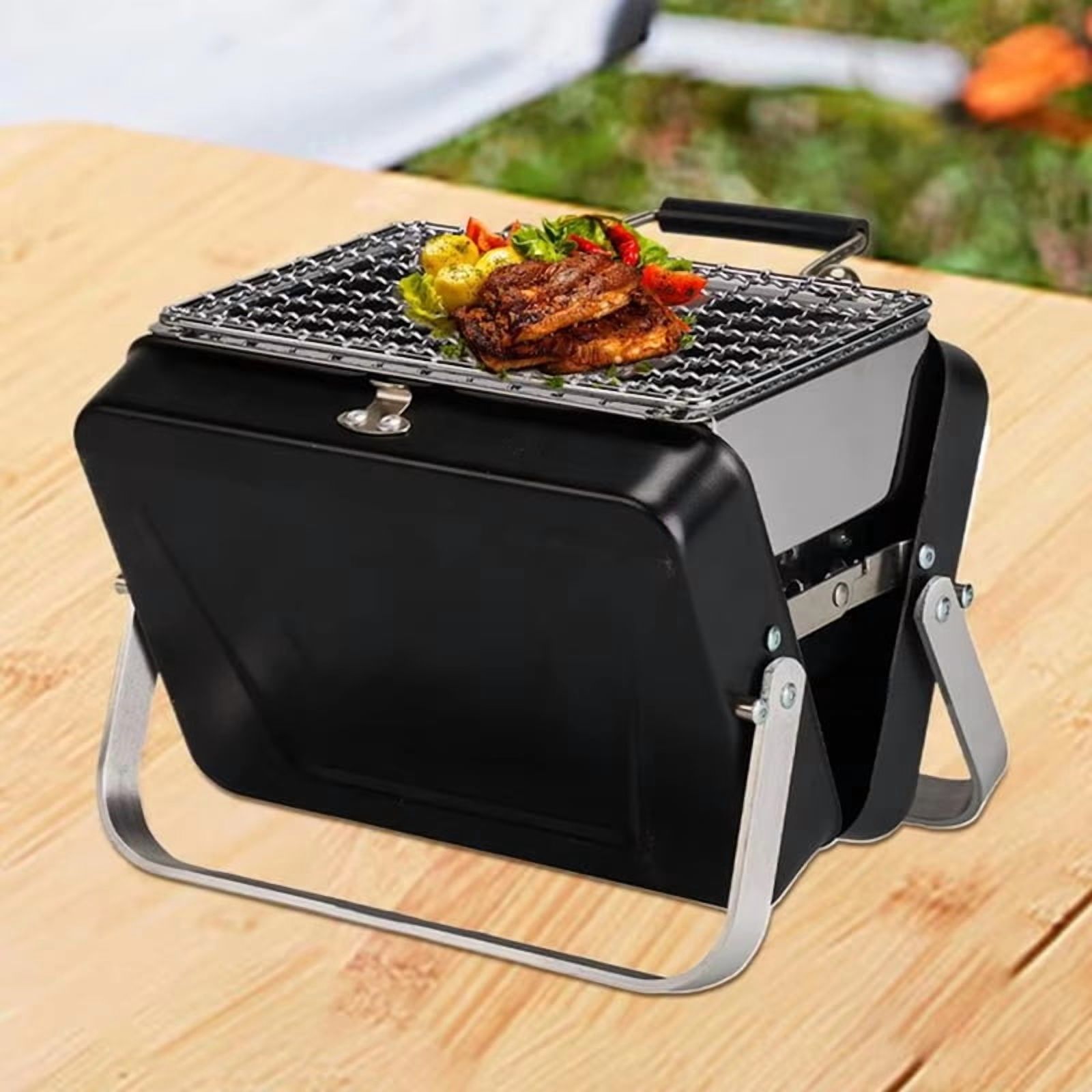 Compact Charcoal Grill - Portable Tabletop BBQ Stove for Outdoor Cooking, Ideal for RV Travel, Picnics, Backyard & Patio