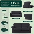 thumbnail image 3 of Check Spandex Jacquard Sofa Cover, Cover for 2 Seater Sofa (Medium, Gray), 3 of 6