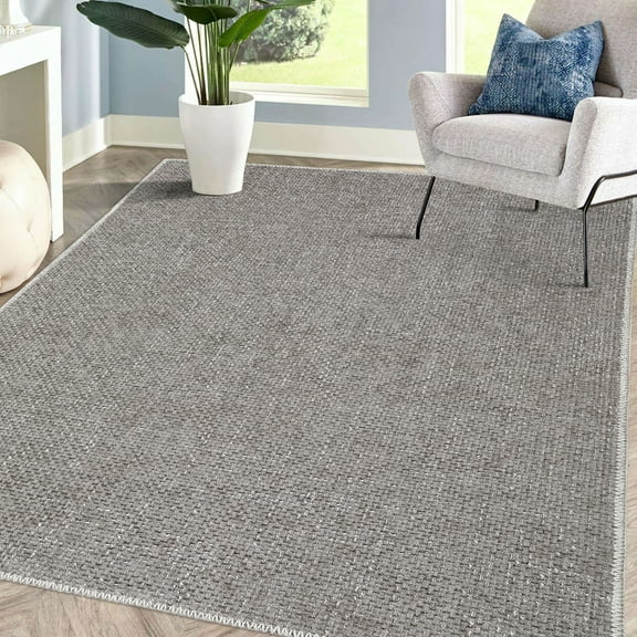 HOMERRY Indoor Area Rug 8' x 10' Washable Rug Large Modern Solid Rug Traditional Rug Contemporary Floor Cover Living Room Mat, Khaki