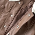 thumbnail image 5 of Xdegoge Girls Contrast Collar Faux Leather Jacket Button Down Outerwear Long Sleeve Fall Winter Warm Coat with Pockets Vintage Kids Casual Fashion Tops, 5 of 9