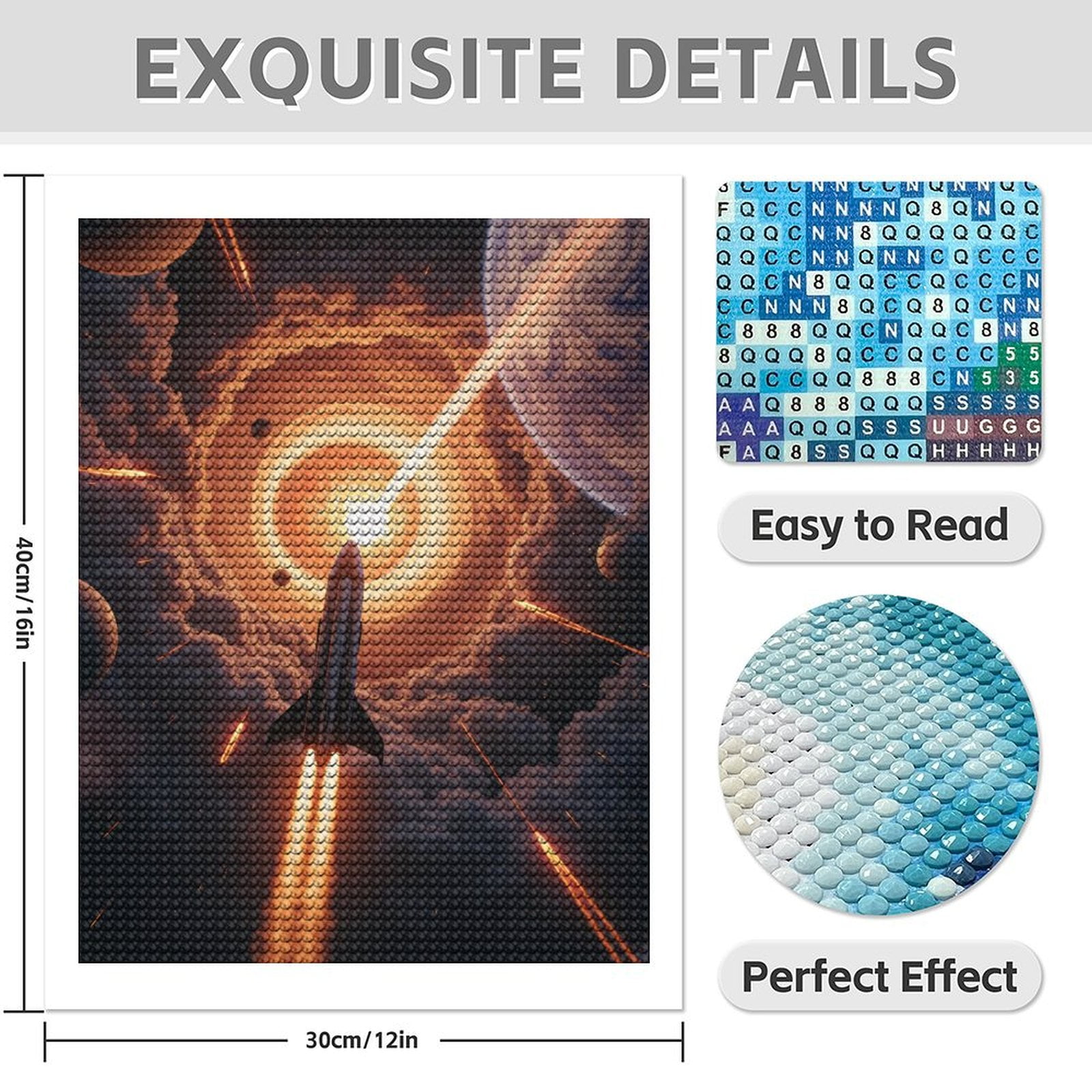 Diamond Art Kits for Adults - 5d Rocket Launching Into Cosmic Vortex Diamond Painting for Adults, Diamond Art for Adults Beginners, Diamond Painting Kits for Adults for Home Wall Decor