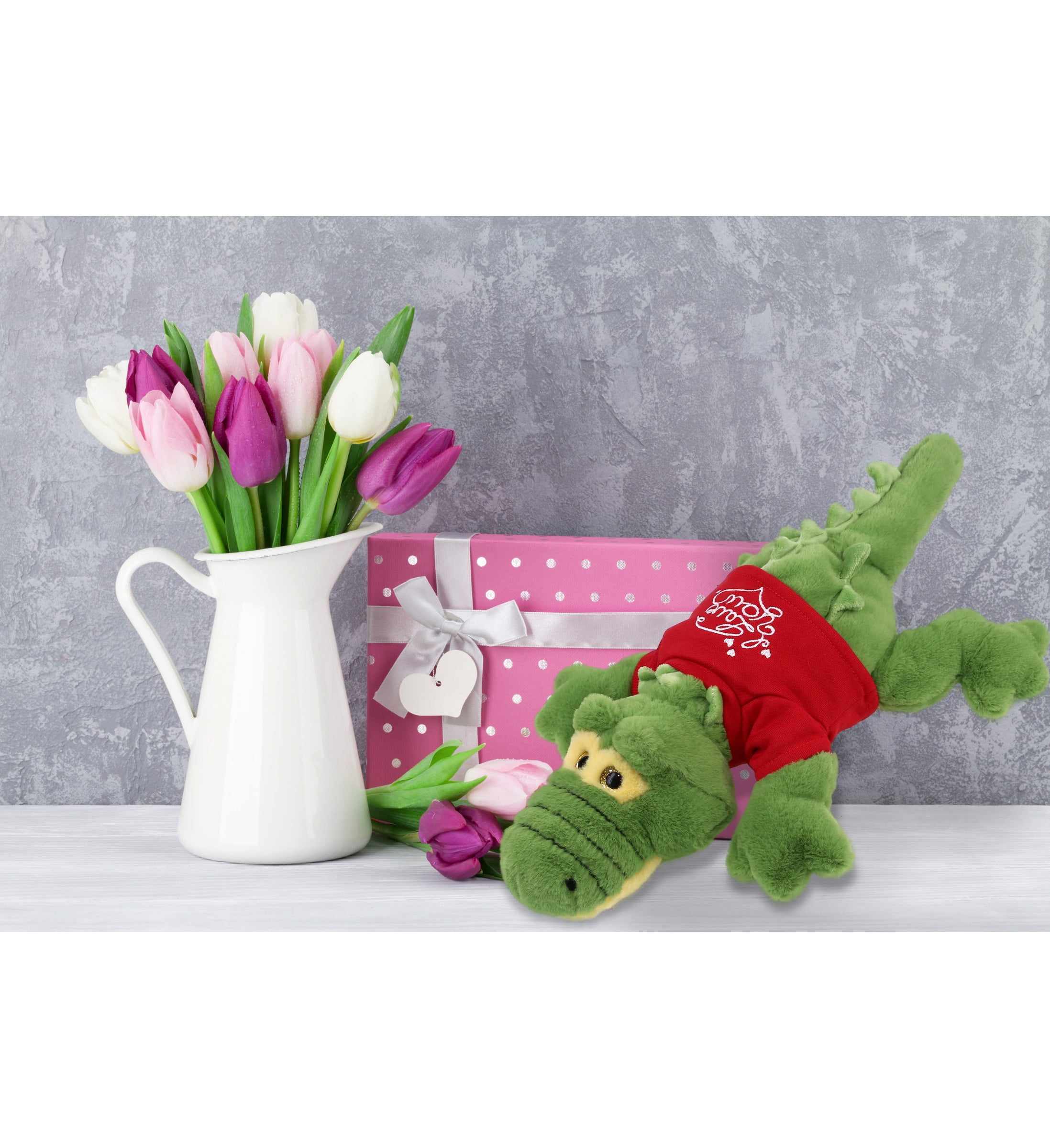 DolliBu I LOVE YOU Super Soft Large Green Alligator - Stuffed Green Alligator Animal with Red Shirt For Valentine, Anniversary, Romantic Date, Boyfriend, or Girlfriend Gift - 17 inches