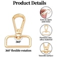 thumbnail image 3 of Januofit 15 Pcs D Ring Swivel Lobster Claw Clasp, Push Gate Snap Hooks Trigger Clips(Gold, 1 inch), 3 of 6