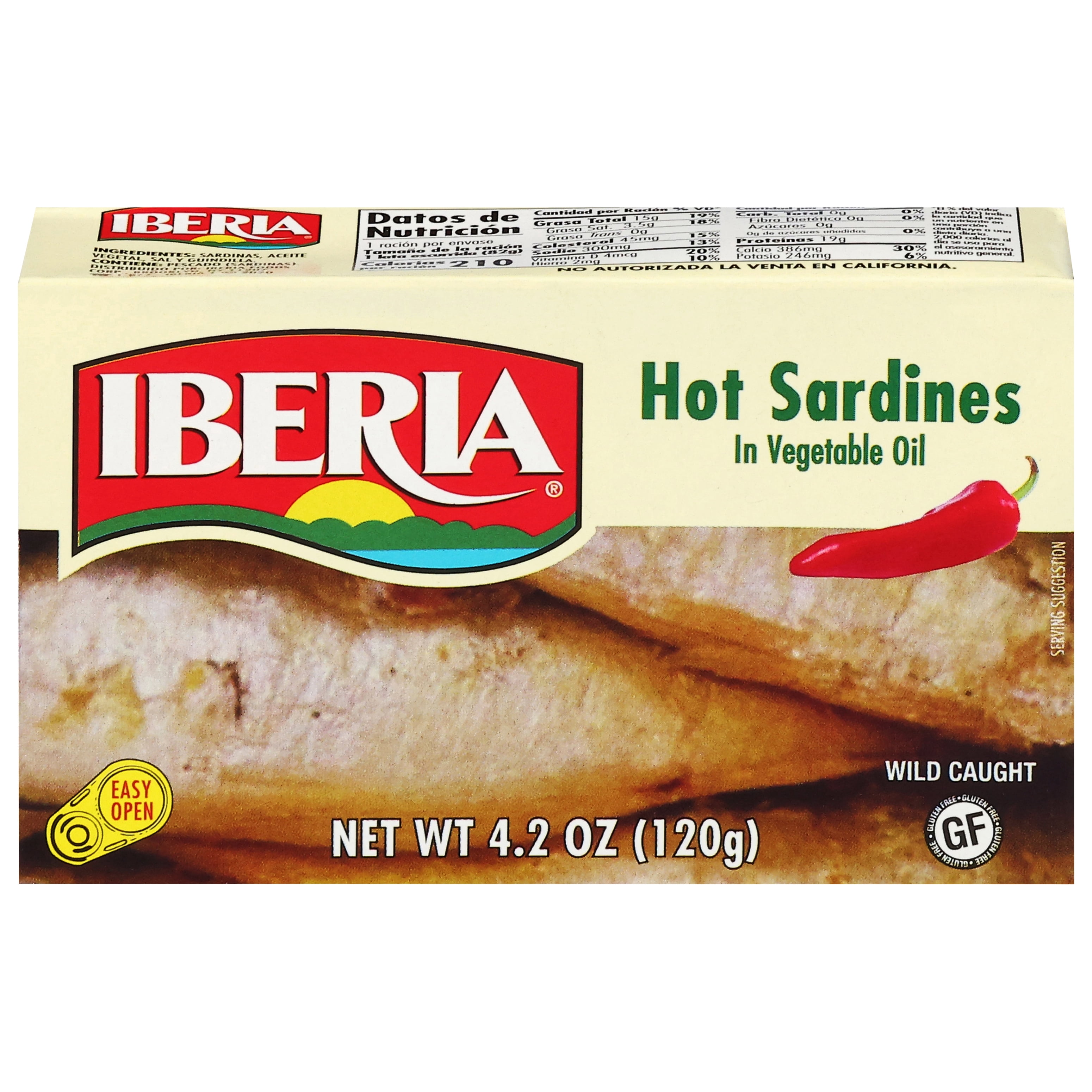 (8 pack) Iberia Hot Sardines in Vegetable Oil 4.2 oz