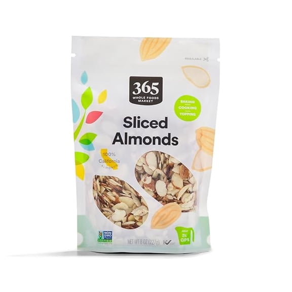 Pack of 1 365 by Whole Foods Market, Sliced Almonds, 8 Ounce