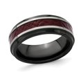 thumbnail image 1 of Mens Black Titanium 8mm Red Carbon Fiber Band Ring, 1 of 4