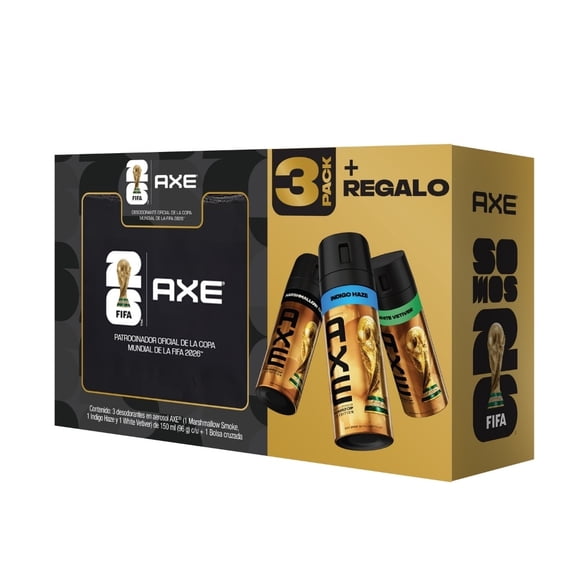 Pack de 3 Desodorantes Axe Fine Fragance en Aerosol Edición Limitada FIFA WC 2026 + Bolsa Cruzada