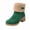 Green, variant on Women's Suede-Look Mid Calf Boots, Warm Fur Trim Chunky Heel Pull On Winter Booties