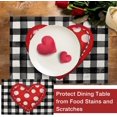 thumbnail image 4 of Valentine''s Day Red Love Hearts Placemats Set of 4, Black White Buffalo Plaid Check Farmhouse Dining Table Place Mats, Polka Dots Anniversary Wedding Kitchen Decor Home Decoration 12 x 18 Inch, 4 of 5